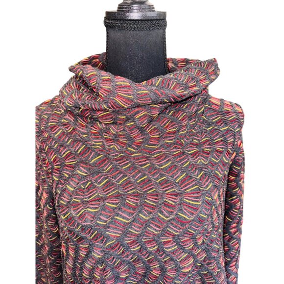 Ali Miles Multicolor Textured Knit Cowl Neck Jersey Sweater Tunic Top S Boho - Picture 5 of 10